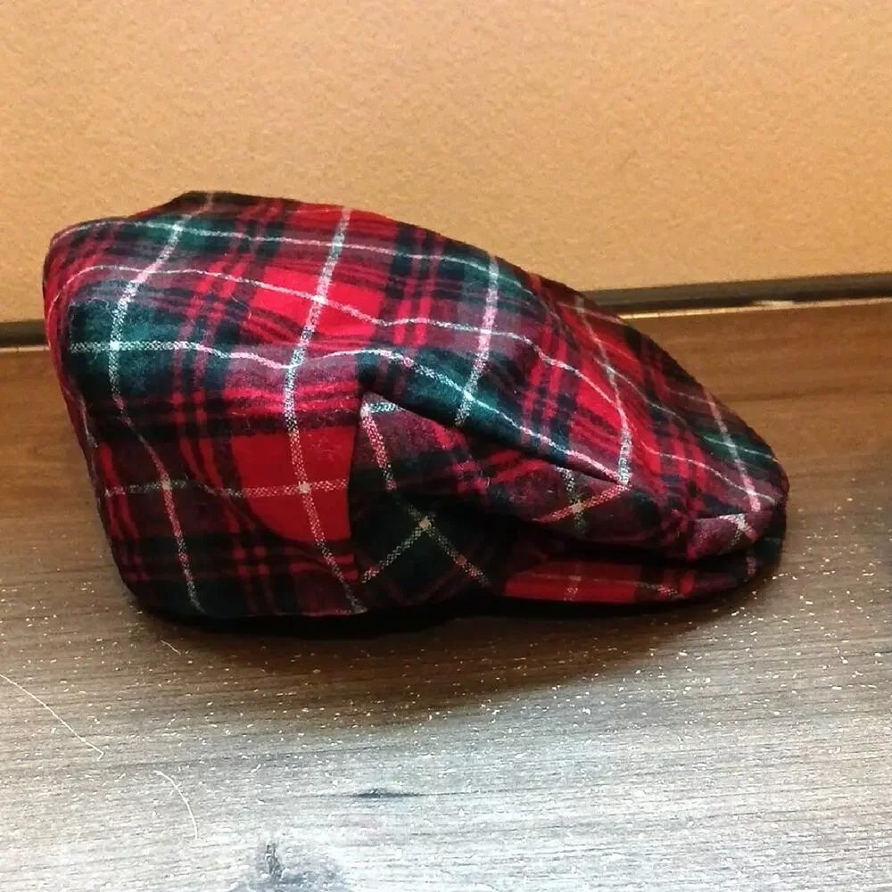Pendleton Red Plaid Newsboy Wool Flat Cap Newsie OS